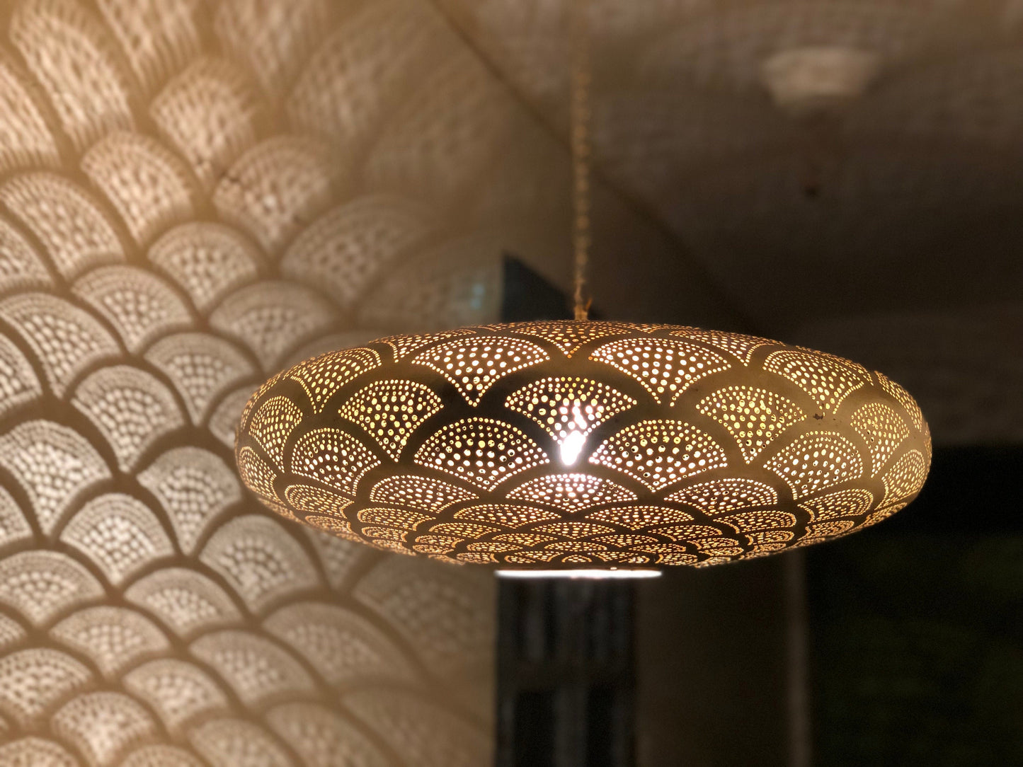 Moroccan Brass Pendant Light: Hanging Lampshade, New Home Decor