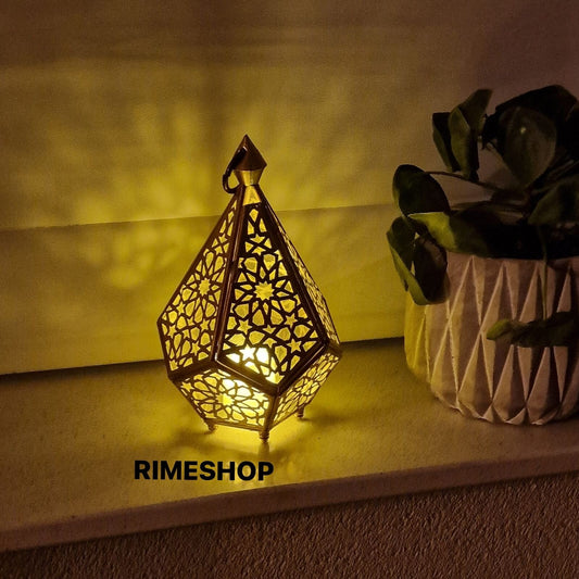 Handmade Moroccan Brass Candle Holder: Tea Light Lampshade (13.38" H)