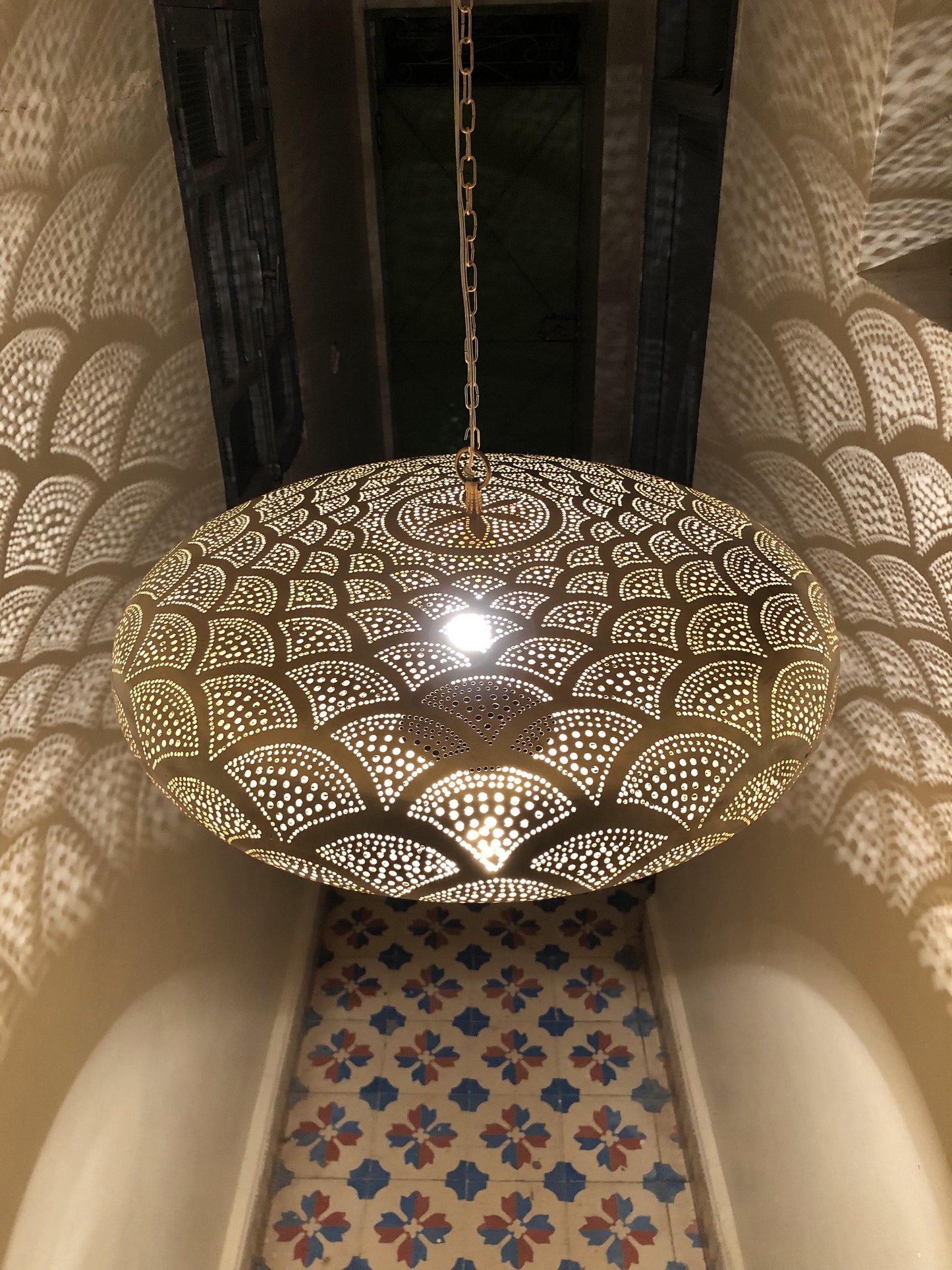 Moroccan Brass Pendant Light: Hanging Lampshade, New Home Decor